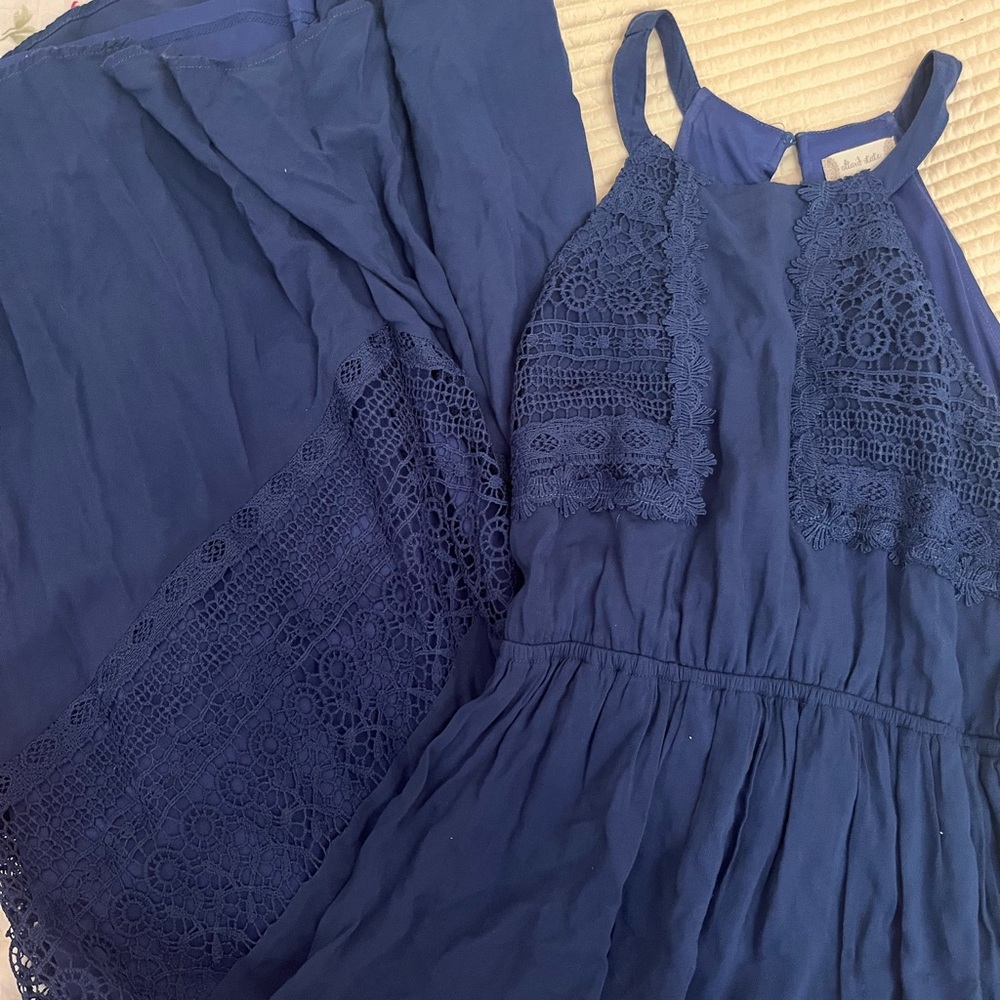 Altar’d State Navy blue maxi dress with lace detailing